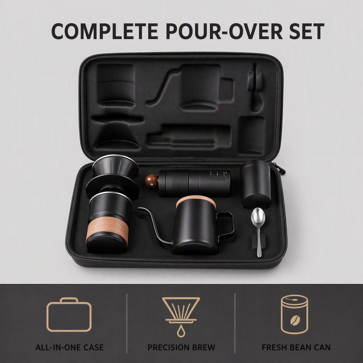 Pour-Over Starter Kit — 6 Brewing Tools + Carrying Case