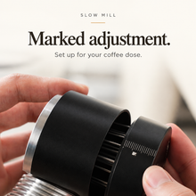 Marked adjustment section of the espresso prep tool