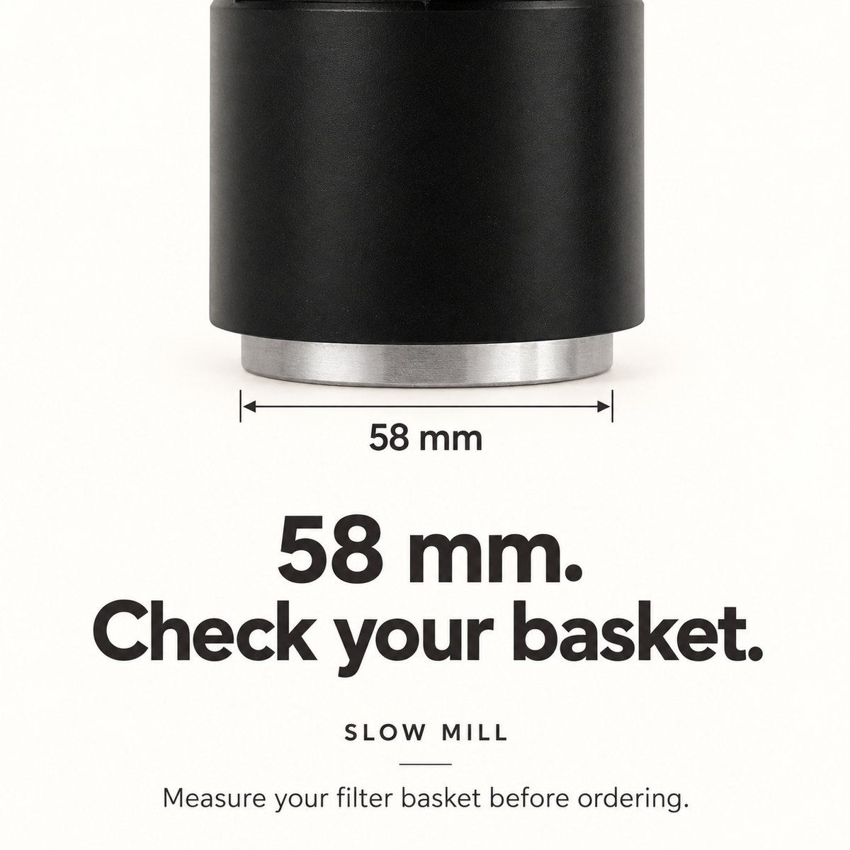 Three-in-one espresso prep tool sizes: 51, 53 and 58 mm