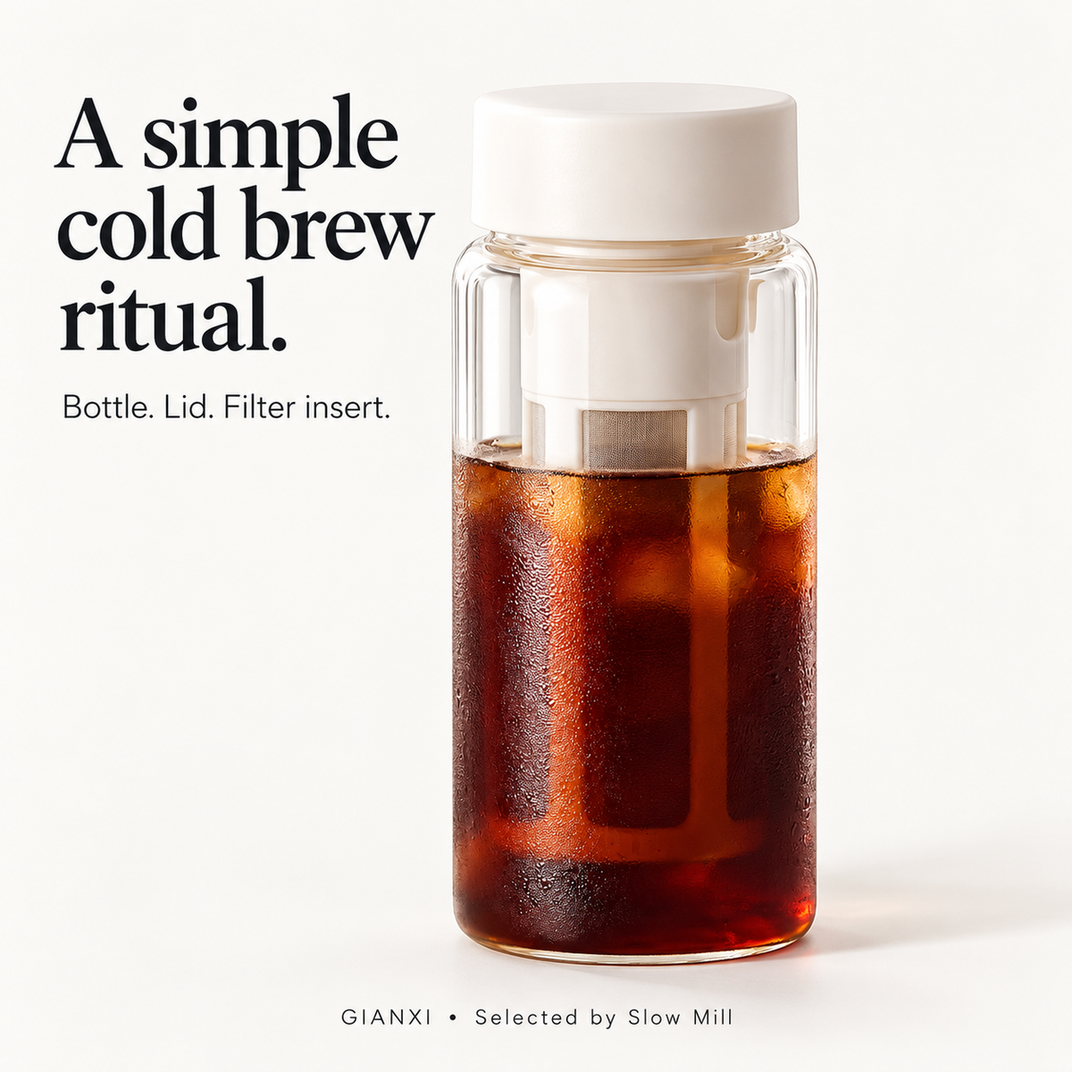 Bottle, lid and removable filter insert