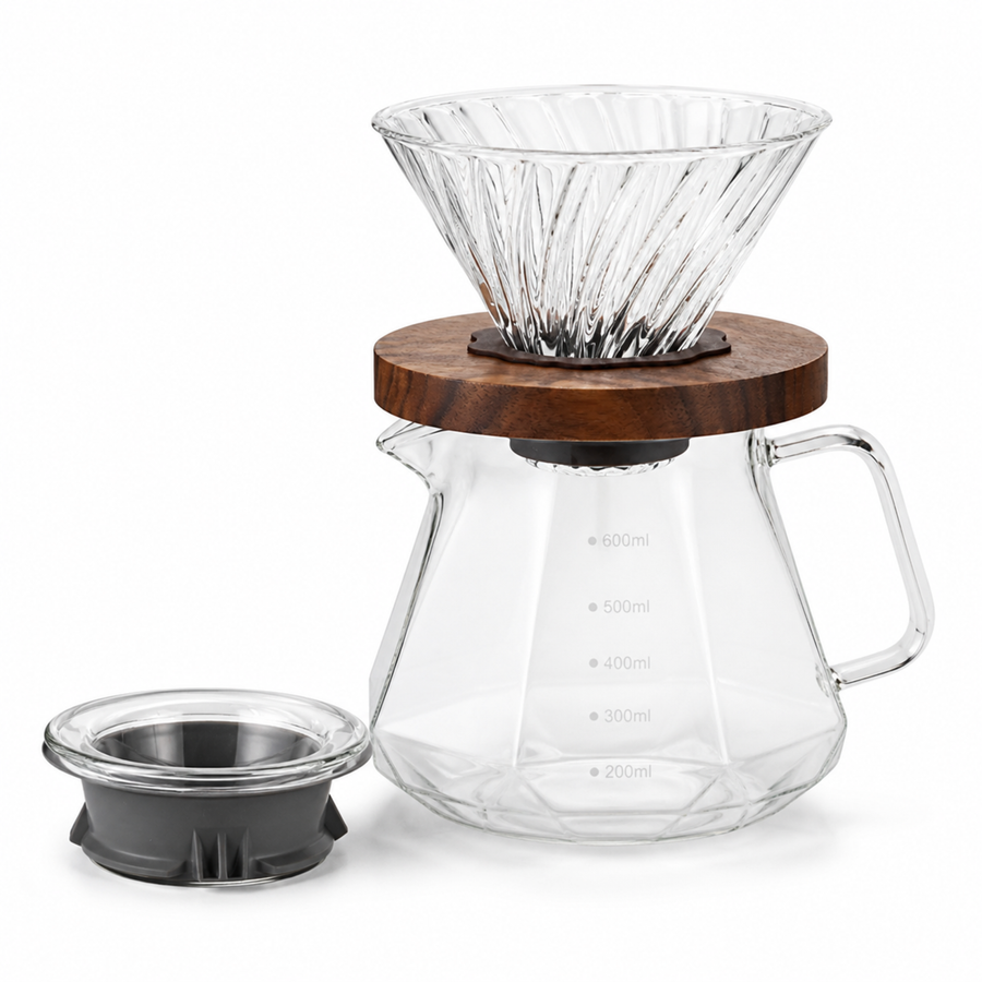 Glass Pour-Over Set — Dripper, Server & 40 Filters