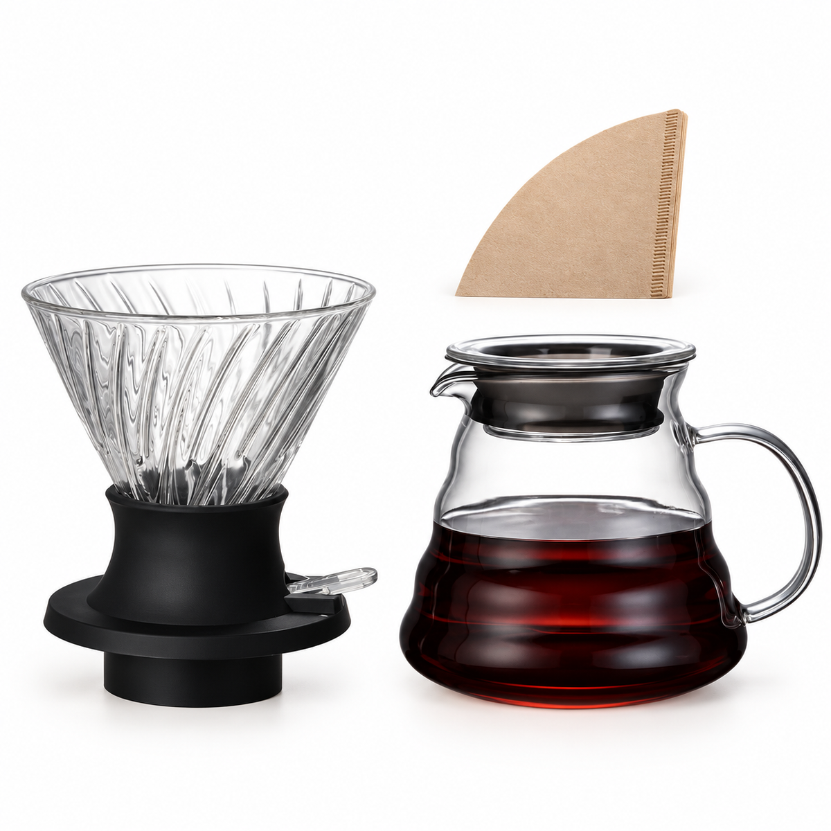 handled set — glass immersion coffee brewer