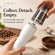 Slow Mill portable cordless vacuum — dustcup