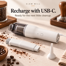 Slow Mill portable cordless vacuum — charging