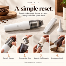 Slow Mill portable cordless vacuum — emptying