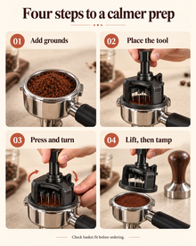 Four steps for using a rotary espresso WDT tool
