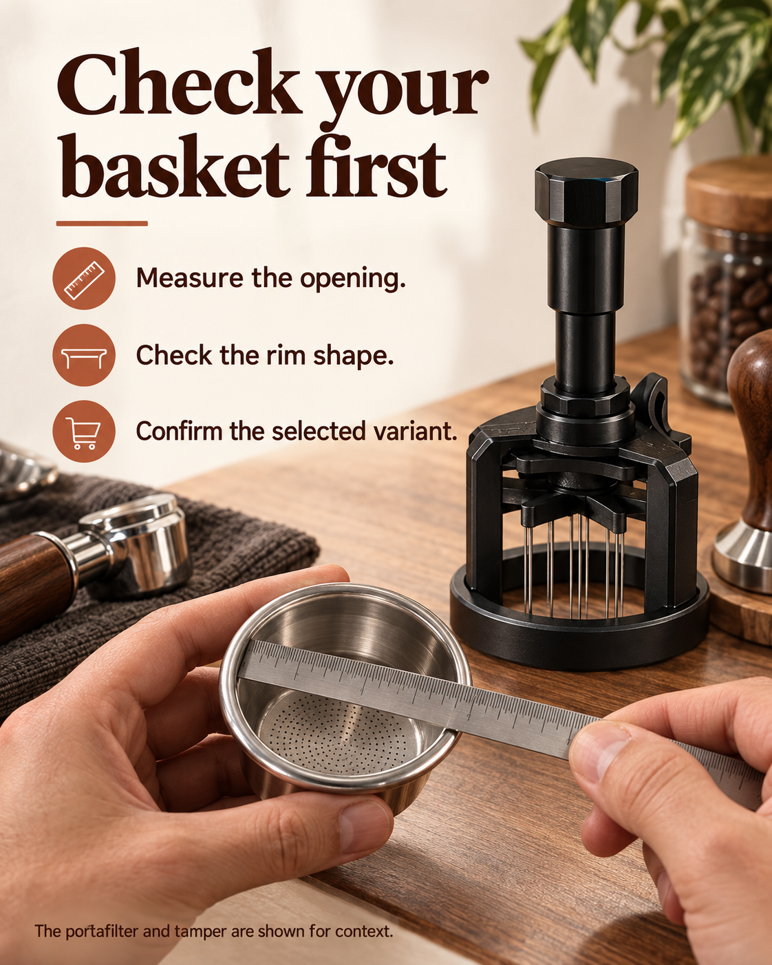 Guide to measuring an espresso basket before selecting a WDT size