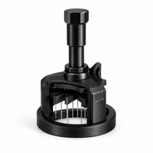 Black rotary espresso WDT tool on a pure white background
