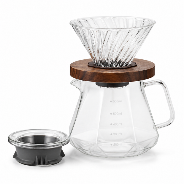 Glass Pour-Over Set — Dripper, Server & 40 Filters